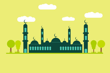 Mosque silhouette background or wallpaper, mosque illustration