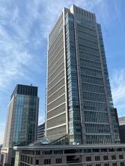 Skyscrapers in front of Tokyo Station (Marunouchi, Chiyoda-ku, Tokyo, Japan).