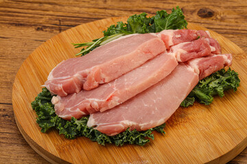 Raw pork steak for cooking