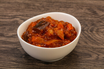 Eggplant saute with tomato and herbs