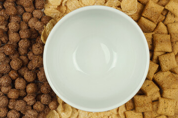 Background and texture of breakfast cereals.Space for text