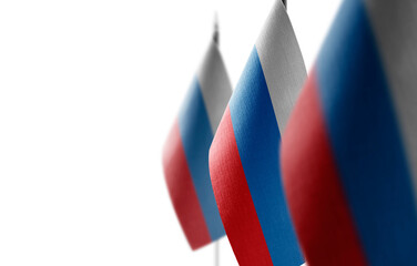 Small national flags of the Russia on a white background