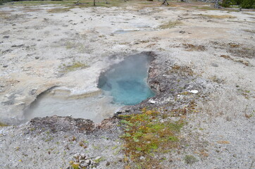 Late Spring in Yellowstone National Park: Silver Globe Complex of the Sapphire Group in the Biscuit Basin Area of Upper Geyser Basin