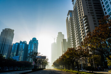Fototapeta na wymiar view of the cityscape in The morning, Taichung Taiwan. 