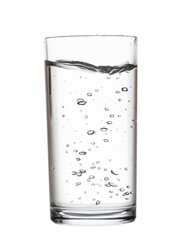 pouring glass water isolated on white background clipping path