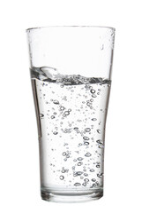 pouring glass water isolated on white background clipping path