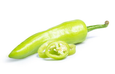 green pepper chilli sweet isolated on white background