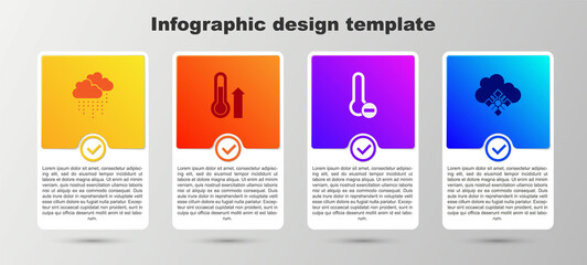 Set Cloud with rain, Meteorology thermometer, and snow. Business infographic template. Vector