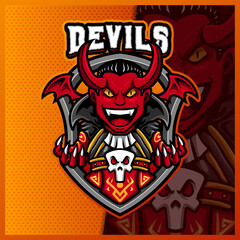 Devil Vampire Horn mascot esport logo design illustrations vector template, Evil logo for team game streamer youtuber banner twitch discord