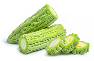 Bitter melon gourd vegetable isolated on white background