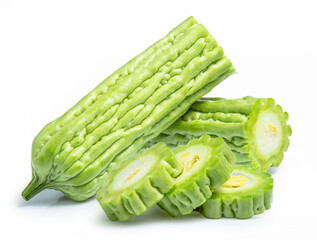 Bitter melon gourd vegetable isolated on white background