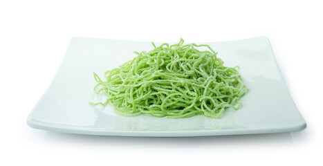 clipping path green noodle isolated on white background