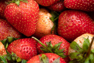 fresh strawberry in farm market, shallow focus.