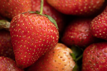 fresh strawberry in farm market, shallow focus.