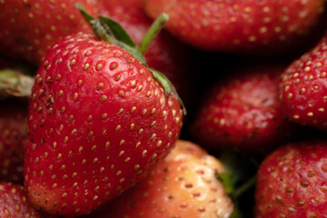 fresh strawberry in farm market, shallow focus.