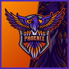 Phoenix eagle falcon hawk mascot esport logo design illustrations vector template, Live Bird logo for team game streamer youtuber banner twitch discord © FNR Graphics