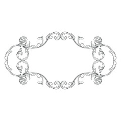 Vintage Ornament Element in baroque style with filigree and floral engrave the best situated for create frame, border, banner. It's hand drawn foliage swirl like victorian or damask design arabesque.