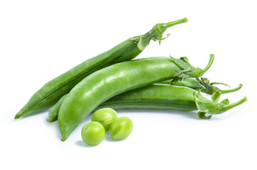 green pea vegetable bean isolated on white background