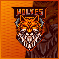 Wolf Fox Jackal mascot esport logo design illustrations vector template, Blue Fox logo for team game streamer youtuber banner twitch discord
