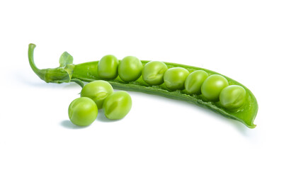 green pea vegetable bean isolated on white background