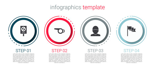 Set Protest, Whistle, Vandal and Location marker. Business infographic template. Vector