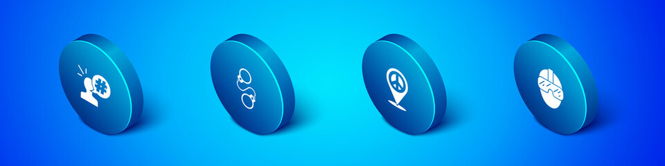 Set Isometric Protest, Location peace, Special forces soldier and Handcuffs icon. Vector