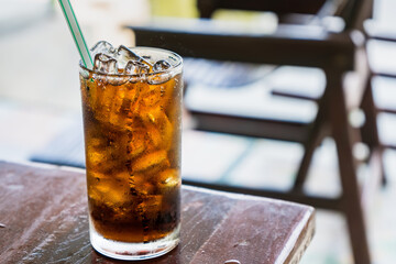 Soft drinks in glasses.Cool drinks quench thirst.