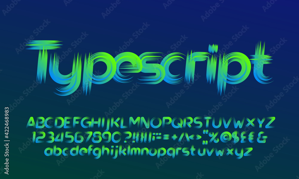Poster abstract alphabet font. brush effect letters, numbers and punctuation. uppercase and lowercase. stoc