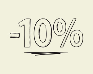 Icon minus 10 percent. Sketch hand drawn style