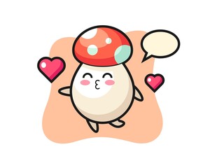 mushroom character cartoon with kissing gesture