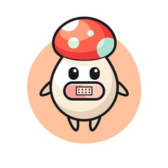 Cartoon Illustration of mushroom with tape on mouth