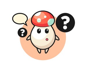 Cartoon Illustration of mushroom with the question mark