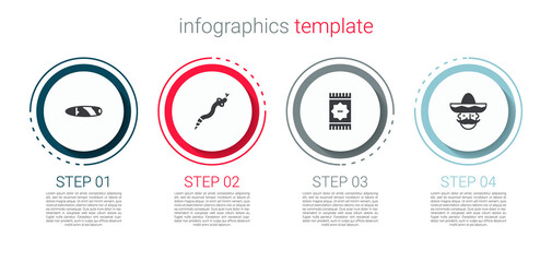 Set Cigar, Snake, Mexican carpet and man sombrero. Business infographic template. Vector