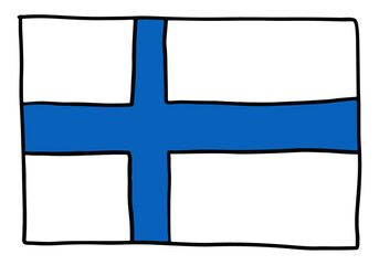 Obraz premium Finland Doodle flag hand drawn . Sketch Vector illustration