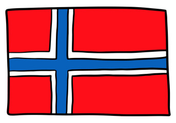 Doodle flag norway hand drawn . Sketch Vector illustration