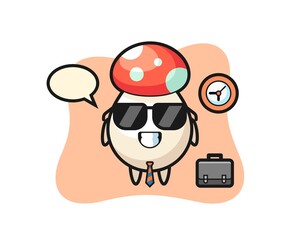 Naklejka premium Cartoon mascot of mushroom as a businessman