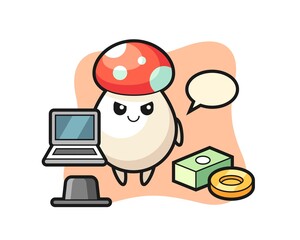 Mascot Illustration of mushroom as a hacker