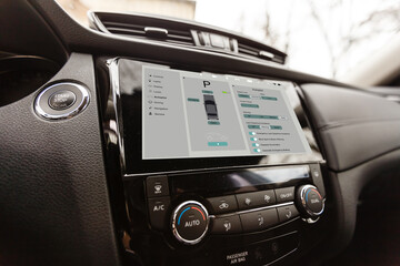 Obraz na płótnie Canvas Close up navigation screen in the car