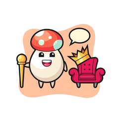 Mascot cartoon of mushroom as a king