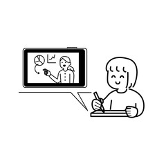 タブレットで学習するイラスト素材