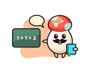 Illustration of mushroom character as a teacher
