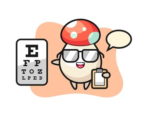 Illustration of mushroom mascot as a ophthalmology
