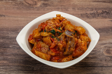 Chicken with oyster sauce and vegetables