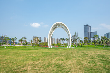 Scenery of Green Axis Park in Nansha District, Guangzhou, China