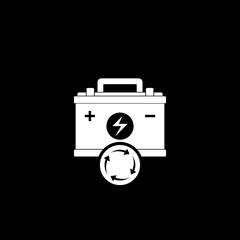 Battery replacement glyph icon isolated on dark background