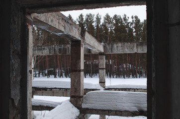 abandoned old ruined building inside, photo of stalkers