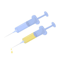 vector illustration on the topic of medicine. Two syringes one of which is full, isolated on a white background
