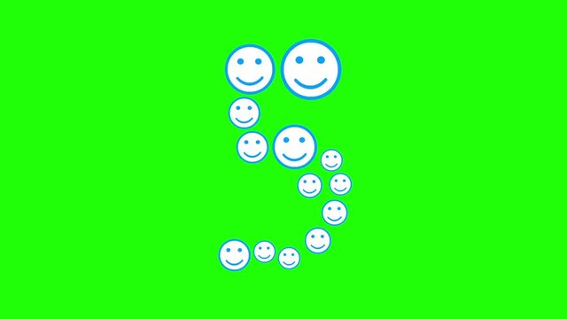 numbers, 1, 2, 3, 4, 5,6,7,8.9,10 gradually emerge from the smiley icons. Countdown. Concept for infographics, internet, social networks. Alpha channel. On a green background.Design, morphing