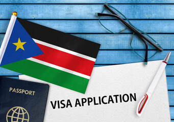 Visa application form and flag of South Sudan
