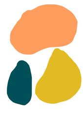 Hand art of free form painting of green, orange and yellow.